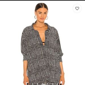 Norma Kamali Oversized Boyfriend NK Shirt in Large Glenn Plaid Tweed